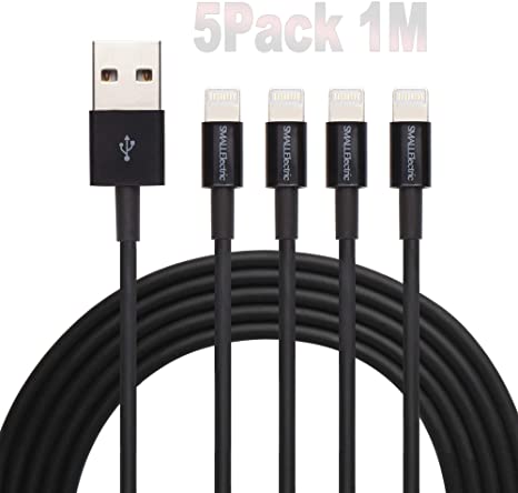 BSTOEM MFI Certified Charger Cable (5 Pack 1M) Fast Charging 3FT Wire for Apple iPhone 11/XR/X/8/8 Plus/7/7 Plus/6/6s/Plus/SE/5c/5s/5 iPad Air 2/Mini/Max Cord Charge Station