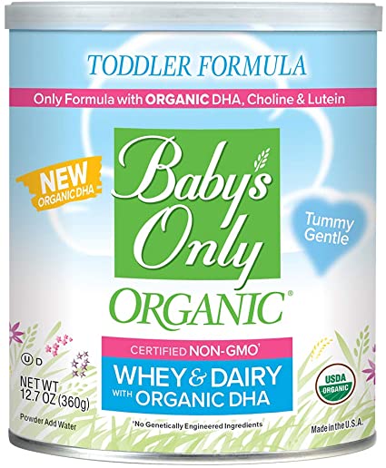 Baby's Only Dairy Whey Protein with DHA Toddler Formula - Non GMO, USDA Organic, Clean Label Project Verified, 12.7 Oz (Pack of 6)