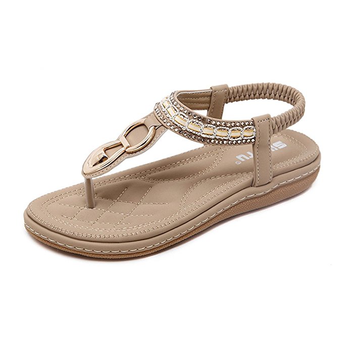 DolphinGirl Bohemian Glitter Summer Flat Sandals Prime Thong Shoes JX00007