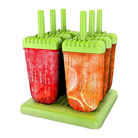 Wellehomi Ice Lolly Moulds Reusable DIY Frozen Ice Cream Pop Molds Ice Lolly Makers with Base (Green)| LifeTime Warranty & 100% Satisfaction