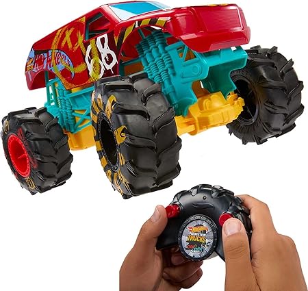 How Wheels Rc Monster Trucks Hw Demo Derby in 1:15 Scale, Remote-Control Toy Truck with Terrain Action Tires