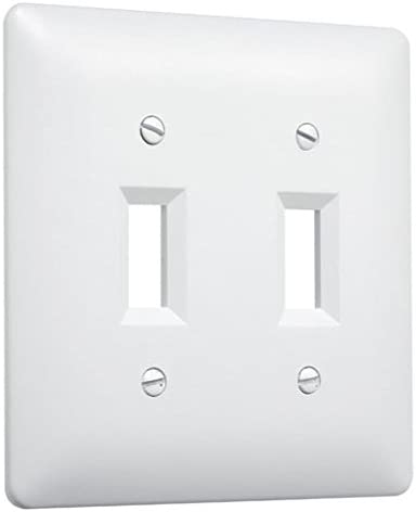 Taymac 4400WH Paintable Double Toggle Light Switch Wall Plate Cover, White, 2-Gang
