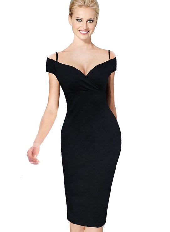 VfEmage Womens Sexy Off Shoulder Cocktail Party Casual Bodycon Sheath Dress