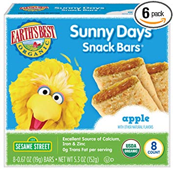Earth's Best Organic Sunny Day Toddler Snack Bars with Cereal Crust, Made With Real Apples - 8 Count (Pack of 6)