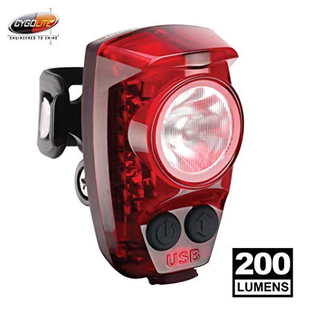 Cygolite Hotshot Pro 200 Lumen USB Rechargeable Bicycle Tail Light, Powerful 200 Lumen Brightest Single LED Tail Light, Built Tough & Water Resistant, 6 Adjustable Modes for Standing Out Day & Night