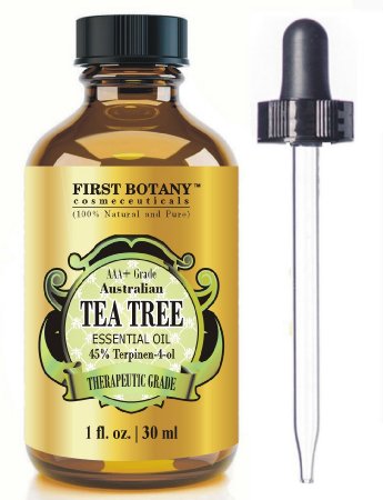 100% Pure Australian Tea Tree Essential Oil with 45% Terpinen-4-ol, 1 fl. oz. A Known Solution to Help in Fighting Acne, Toenail Fungus, Dandruff, Yeast Infections, Cold Sores..