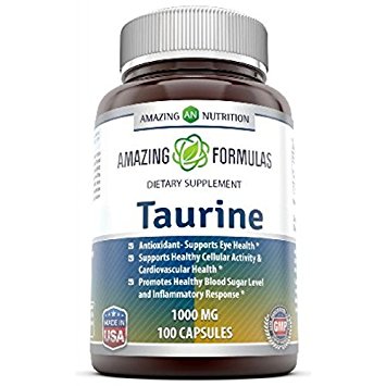 Amazing Nutrition Taurine 1000 Mg 100 Capsules - Pharmaceutical Grade - Antioxidant Amino Acid