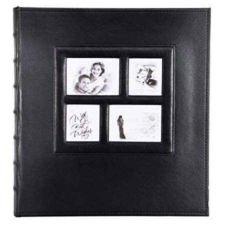 Magnetic Self-Stick Page Photo Album, Family Album Self Adhesive Large Leather Cover Photo Albums with 30 Sheets / 60 Sticky Pages, Holds 3x5, 4x6, 5x7, 6x8, 8x10 Photos (Black)