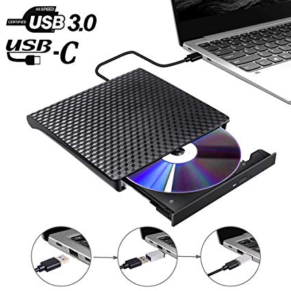 USB C External CD DVD Drive, USB Type C Adapter to USB 3.0 Superdrive DVD CD /-RW Burner Writer Optical Drive Compatible with MacBook/iMac/Laptop/Windows/Chromebook