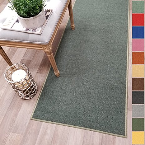 Custom Size TEAL-GREEN Solid Plain Rubber Backed Non-Slip Hallway Stair Runner Rug Carpet 22 inch Wide Choose Your Length 22in X 10ft