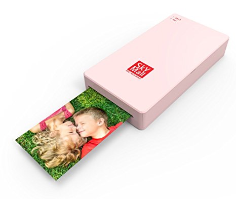 SkyMall Mobile Wi-Fi & NFC Photo Printer with Dye Sublimation Printing Technology & Photo Preservation Overcoat Layer (Pink)