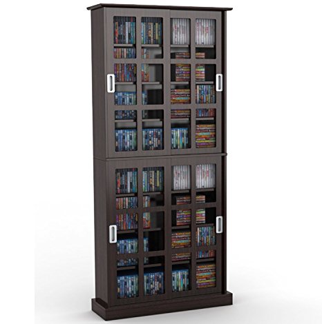 Atlantic Windowpane 720 Multimedia Storage Wood Cabinet in Espresso