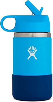 Hydro Flask 12 oz. Kids Wide Mouth Water Bottle with Straw Lid- Stainless Steel, Reusable, Vacuum Insulated