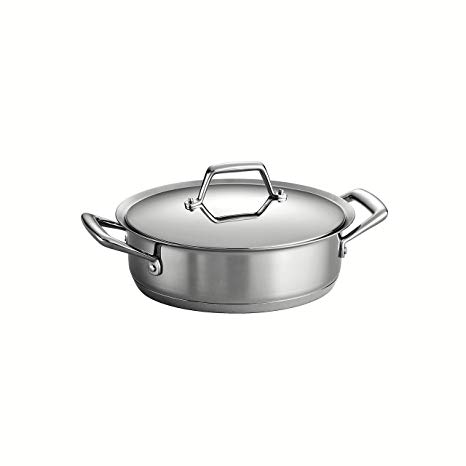 Tramontina 80101/003DS Gourmet Prima Stainless Steel, Induction-Ready, Impact Bonded, Tri-Ply Base Covered Casserole, 3 Quart, Made in Brazil