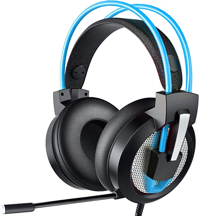 Greatever Gaming Headset, Headset PC PS4 Headset with Noise Canceling Microphone, Bass Surround Sound, Headphones for PC MAC Laptop IPad iPod Smartphone (Blue)