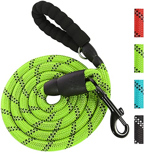 sweethome 1/2" x 5FT Strong Dog Leash with Comfortable EVA Foam Handle and Highly Reflective Threads Dog Leashes for Small Medium and Large Dogs