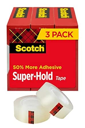 Scotch Super-Hold Tape, 3 Rolls, Transparent Finish, 50% More Adhesive, Trusted Favorite, 3/4 x 1000 Inches, Boxed (700K3)