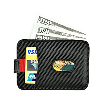 RFID Blocking Front Pocket Wallet, Genuine Leather ID Window Magnetic Money Clip Card Wallet
