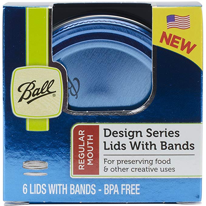 Ball Color 6-Pack Lids and Bands, Blue