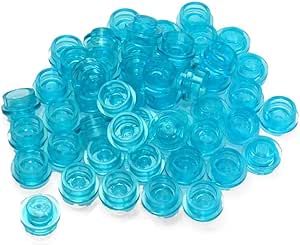 LEGO Parts: 100 Round Transparent Blue Plates 1x1