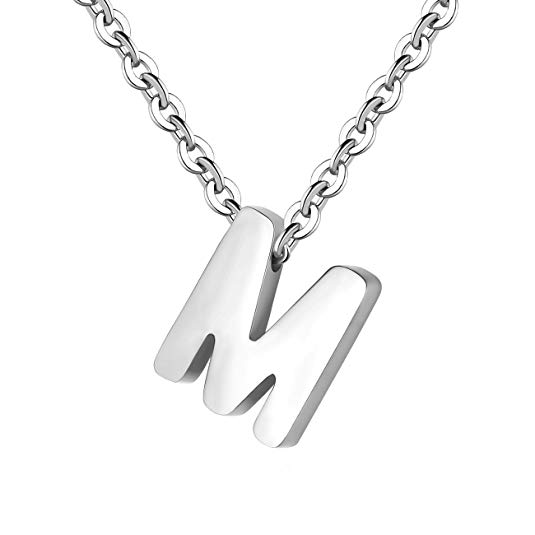 TOUGHARD Polished Tiny Initial Alphabet Letter Pendant Necklace, Delicate Charm Jewelry for Girls Women