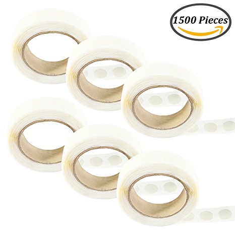 Coobey 1500 Pieces Glue Points Balloons Double Sided Dots of Glue Tape for Balloons Party or Wedding Decoration, 6 Rolls (250 Pieces Each Rolls)