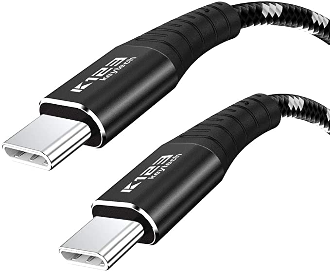 USB C to USB C Cable 1ft 3ft 6ft 3 Pack Black Braided K123 Keytech Premium Fast Charging Cable for MacBook Pro,MacBook Air,Switch,Samsung Galaxy S9/S8/Note 9,Google Pixel