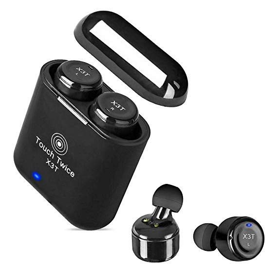 SUN OVERSEAS X3T True Wireless Earbuds All-Touch Active Bluetooth Headphones Stereo Headset with Portable Charging Case, Adopt with Noise Cancelling and CSR 4.2 Technology (Black)