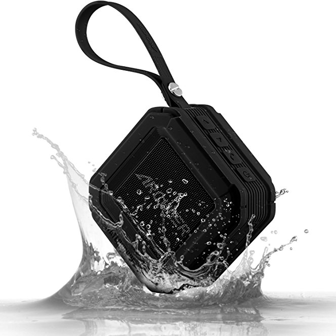 Bluetooth Speakers, Archeer Portable Outdoor Speakers Water Resistant with Microphone, Powerful 5W Driver with Enhanced Bass, 20 hour Playtime, for Shower/Sports, iPhone 6S Plus, iPad, Samsung Glaxy S7, MP3 and more - A106 Black
