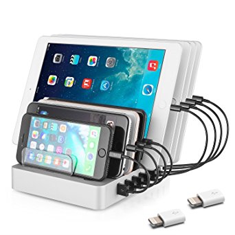 Coffeesoft 8-Port Charge Station - Multiport USB Charging Dock for Any Smartphone or Tablet – 50 W Desktop Charging Stand Organizer for Multiple Devices Home & Trips