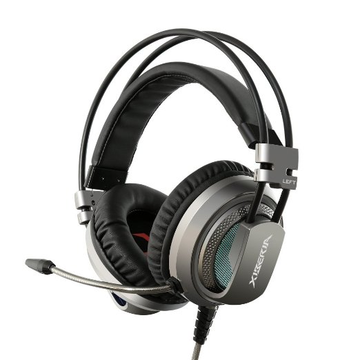 XIBERIA V10 7.1 USB Wired Surround Sound Over-ear Pro Gaming Headset with Microphone & in-line Control for PC, PS4 (Grey)