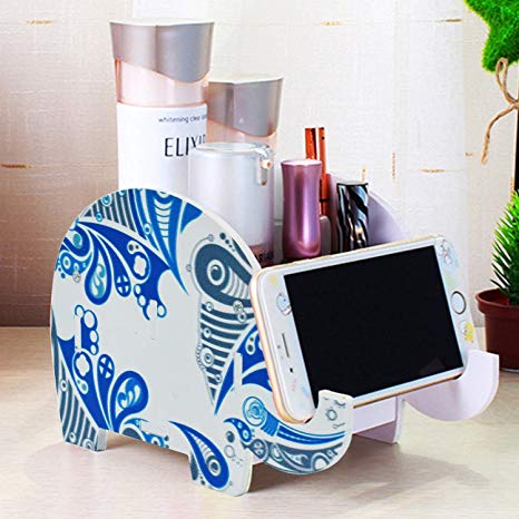 Mokani Desk Supplies Organizer, Creative Elephant Pencil Holder Multifunctional Office Accessories Desk Decoration with Cell Phone Stand Tablet Desk Bracket for iPad iPhone Smartphone and More