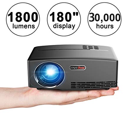 Video Projector, VPRAWLS 1080P Full HD Portable Multimedia Projector 1800 Lumens 180" LED Mini Movie Projector for Home Cinema Theater Entertainment