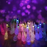 Amzdeal Crystal Water Drop 30 Led String Lights With Solar Panel Multi-colored Blue Yellow Green Red Waterproof IP44