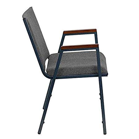 Flash Furniture HERCULES Series Heavy Duty Gray Fabric Stack Chair with Arms