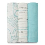 aden  anais rayon from bamboo fiber muslin swaddle 3-pack azure