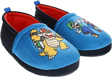 Super Mario Slippers for Kids, Mario and Luigi Nintendo Slippers,Slip-On Slipper