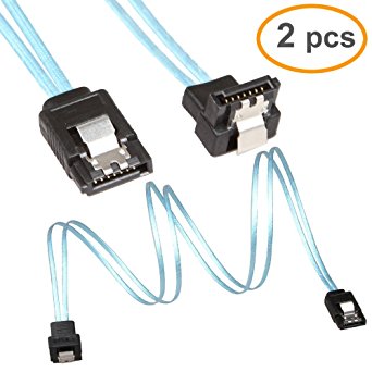 RELPER 2-Piece Ultraslim Lateral 2 Feet (60 Centimeter) SATA 3.0 6Gbps Cable with Locking Latch Plug