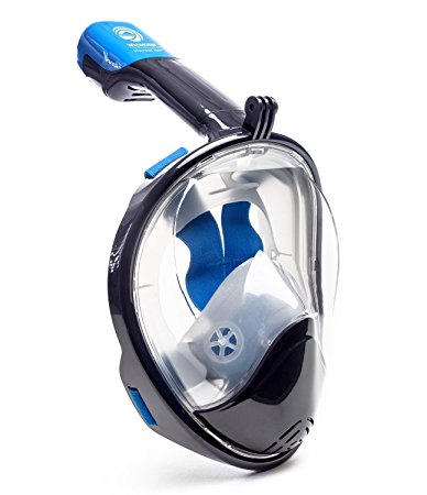 Seaview 180° GoPro Compatible Snorkel Mask- Panoramic Full Face Design. See More With Larger Viewing Area Than Traditional Masks. Prevents Gag Reflex with Tubeless Design