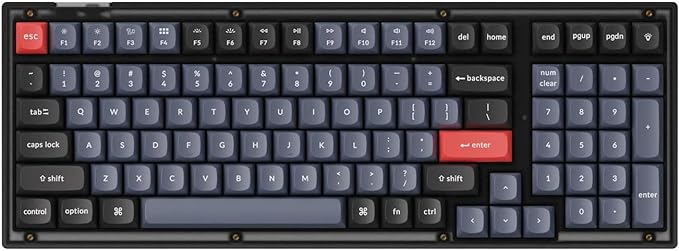 Keychron V5 96% Layout Custom Wired Mechanical Keyboard, 100 Keys RGB Backlight QMK/VIA Programmable Macro, Hot Swappable K Pro Brown Switch PBT Keycaps for Mac Windows (Frosted Black Translucent)