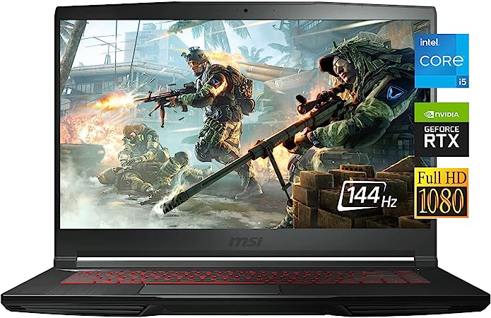 MSI GF63 Thin Gaming Laptop, 15.6'' FHD 144Hz IPS Display, 11th Gen Core i5-11400H（Beats i7-10750H）, GeForce RTX 3050 4GB, 32GB RAM,1TB SSD, USB-C,HDMI, RJ45, WiFi 6, Win 11,Black (11UC-692US)