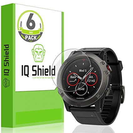 Garmin Fenix 5x Screen Protector (6-Pack), IQ Shield LiQuidSkin Full Coverage Screen Protector for Garmin Fenix 5x HD Clear Anti-Bubble Film