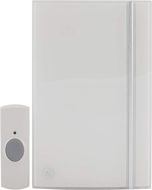 GE 19244 Wireless Door Chime with Grey Button, Melody White