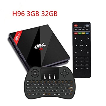 [3G RAM   32G ROM TV Box] Yongf H96 Plus Amlogic S912 Octa Core Smart Box Android 7.1 Dual WiFi 2.4G/5.0GHz Bluetooth 4.1 with Wireless Keyboard