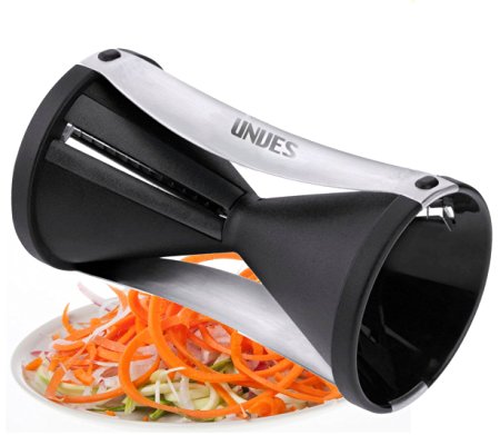 Unves Stainless Steel Vegetable Spiral Slicer Vegetable Spiralizer, Black