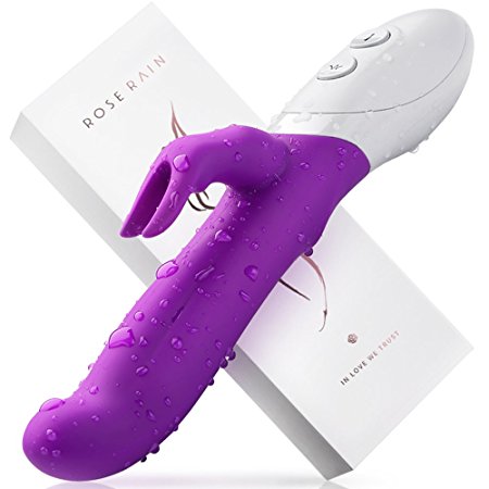 Vibrator women,Rabbit vibrate toys with 7 vibration modes,Heating,whisper,Waterproof massager with wireless Rechargeable，medical silicone rubber for Women or Couples Sex Toys by ROSERAIN-Purple