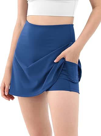 ODODOS Women's Athletic Tennis Skorts with Pockets Built-in Shorts Golf Active Skirts for Sports Running Gym Training