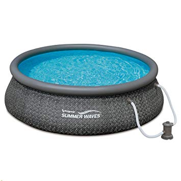 Summer Waves 12' x 36" Quick Set Ring Above Ground Pool with Pump, Dark Wicker