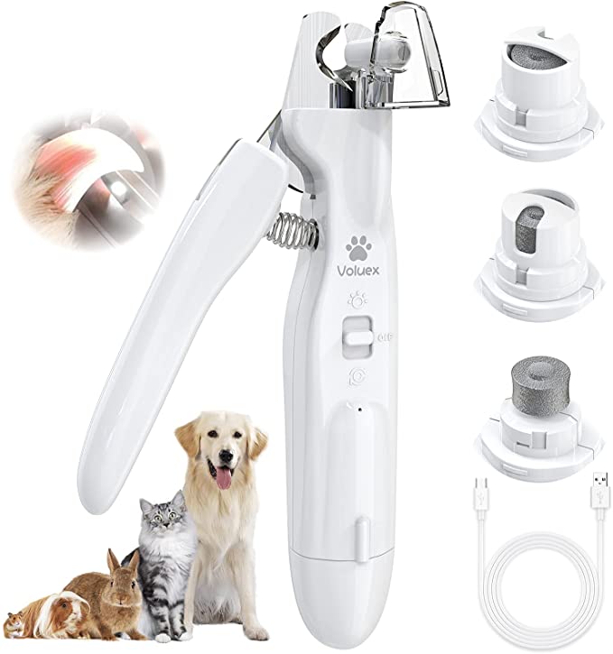 VOLUEX Dog Nail Grinder, Upgraded 2-in-1 Dog Nail Clippers Electric Pet Nail Trimmer with LED Light, Professional Safe Paws Grooming & Smoothing for Large, Medium, Small Dogs & Cats