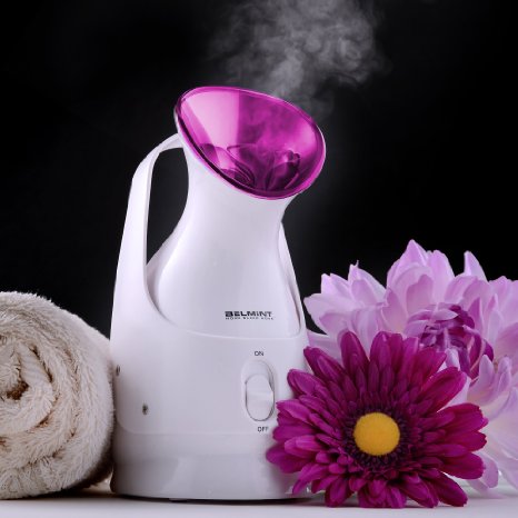 Belmint Nano Ionic Facial Steamer 10022 Freestanding Wall-Powered Design Produces Sauna- Like Mist for Skincare and Indulgence 10022 Add Essential Oils for Aromatherapy